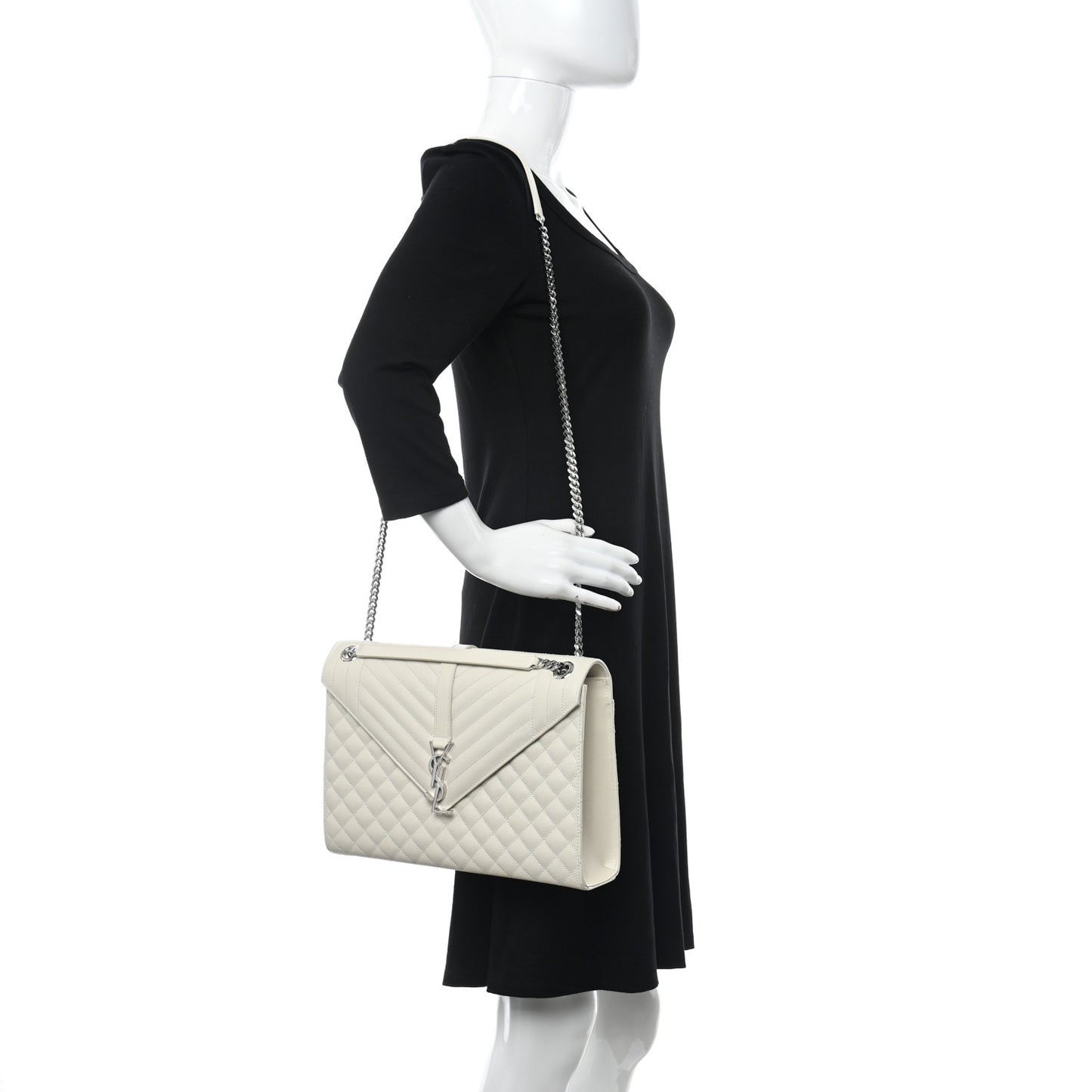 Grain De Poudre Textured Mixed Matelasse Large Triquilt Monogram Satchel Porcellana