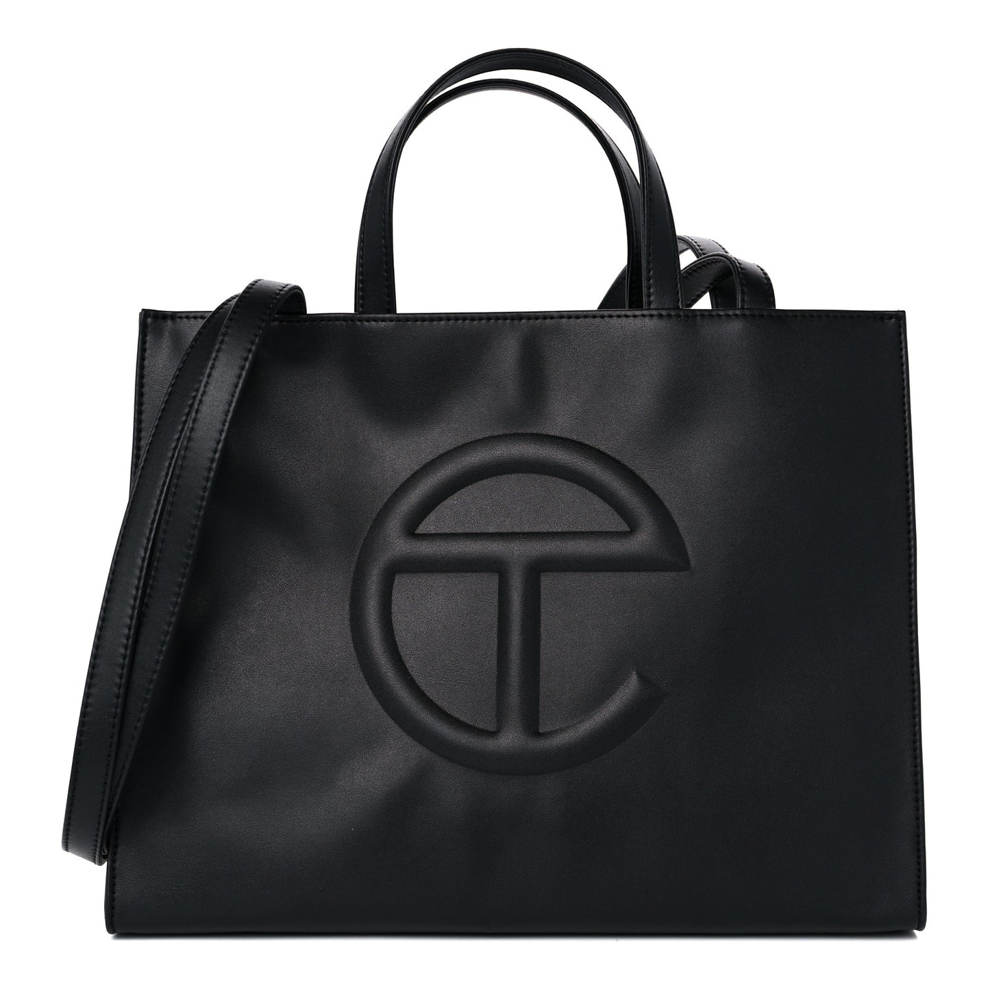 Vegan Leather Medium Shopping Bag Black