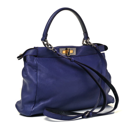 Fendi Goatskin Zucca Medium Peekaboo Iconic Satchel Purple 5 of 12