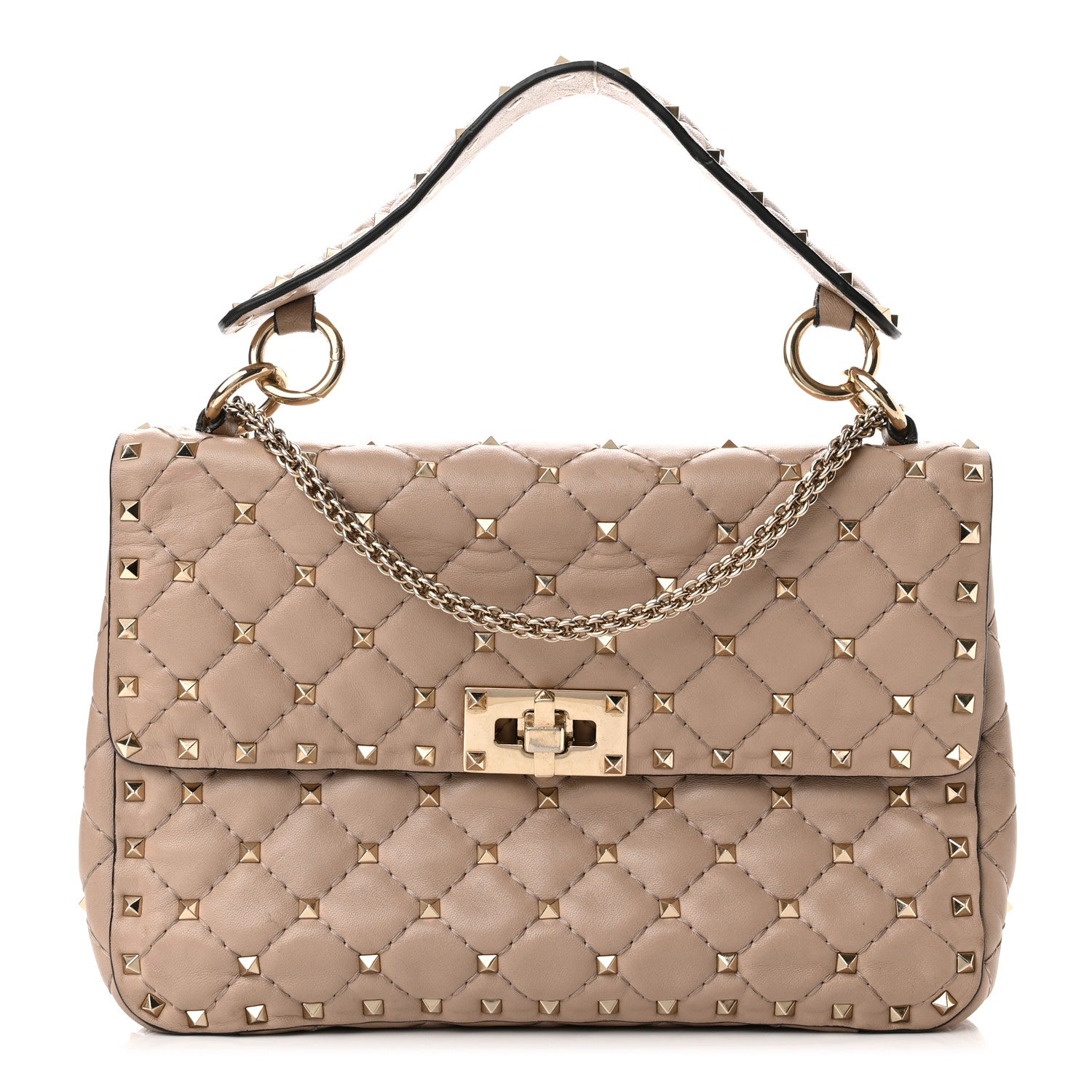 Valentino Garavani Nappa Medium Rockstud Spike Shoulder Bag Poudre 1 of 12