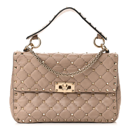 Valentino Garavani Nappa Medium Rockstud Spike Shoulder Bag Poudre 1 of 12