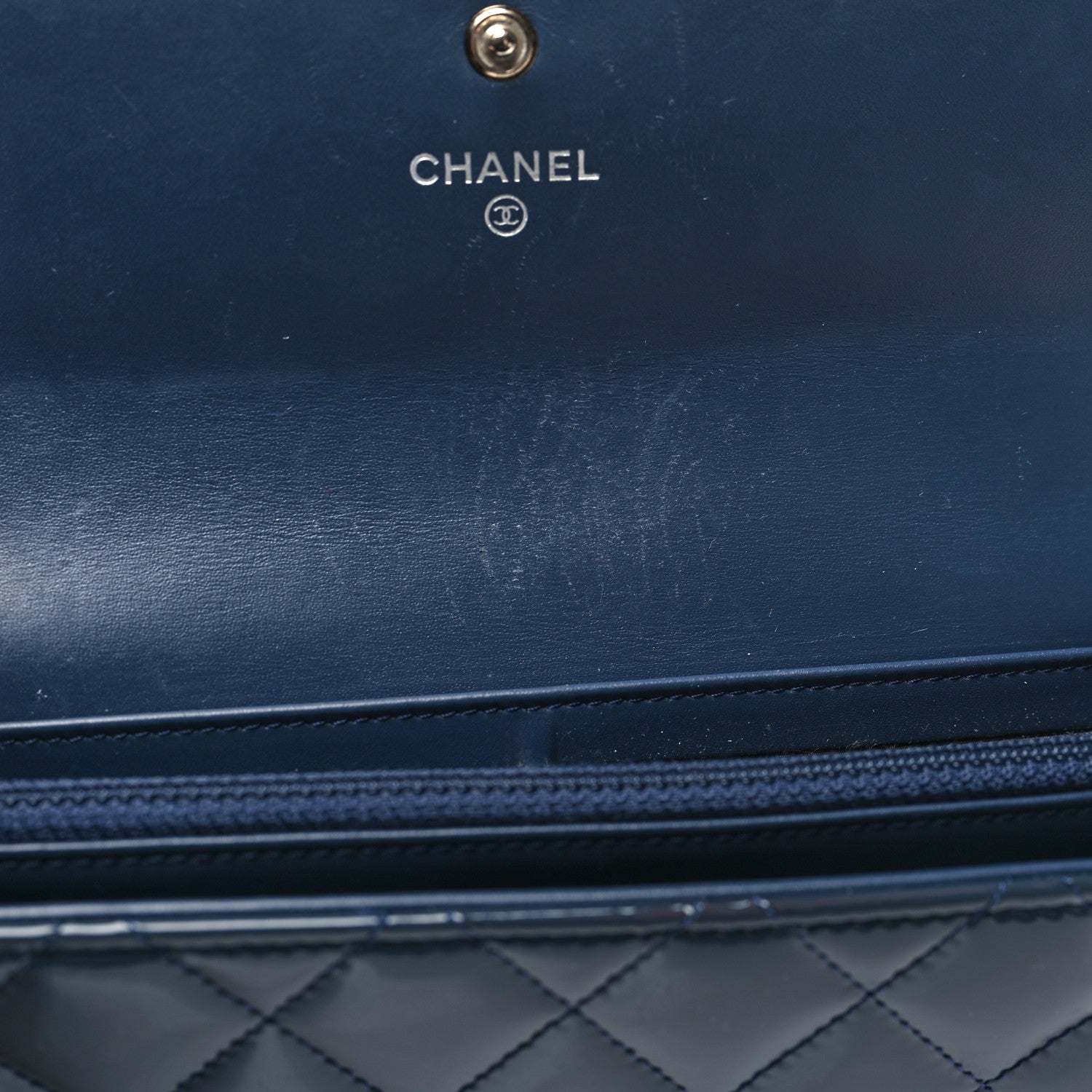Chanel Patent Quilted Large Flap Wallet Navy 11 of 11