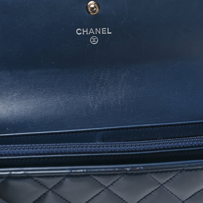 Chanel Patent Quilted Large Flap Wallet Navy 11 of 11