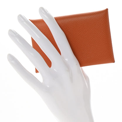 Hermes Epsom Verso Calvi Card Case Orange Celeste 2 of 9