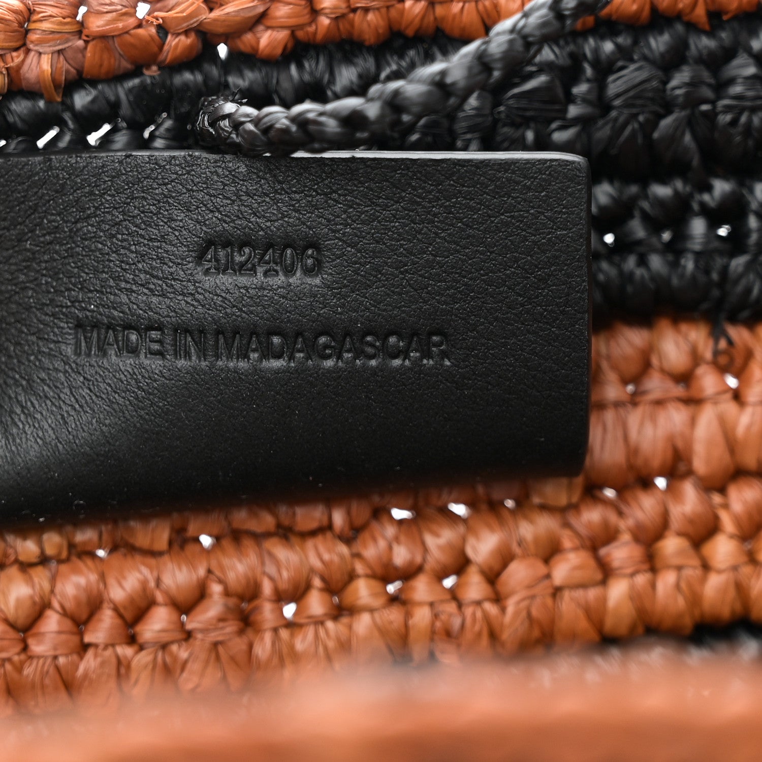 Loewe X Paulas Ibiza Raffia Striped Small Elephant Basket Tote Bag Honey Gold Black 7 of 10