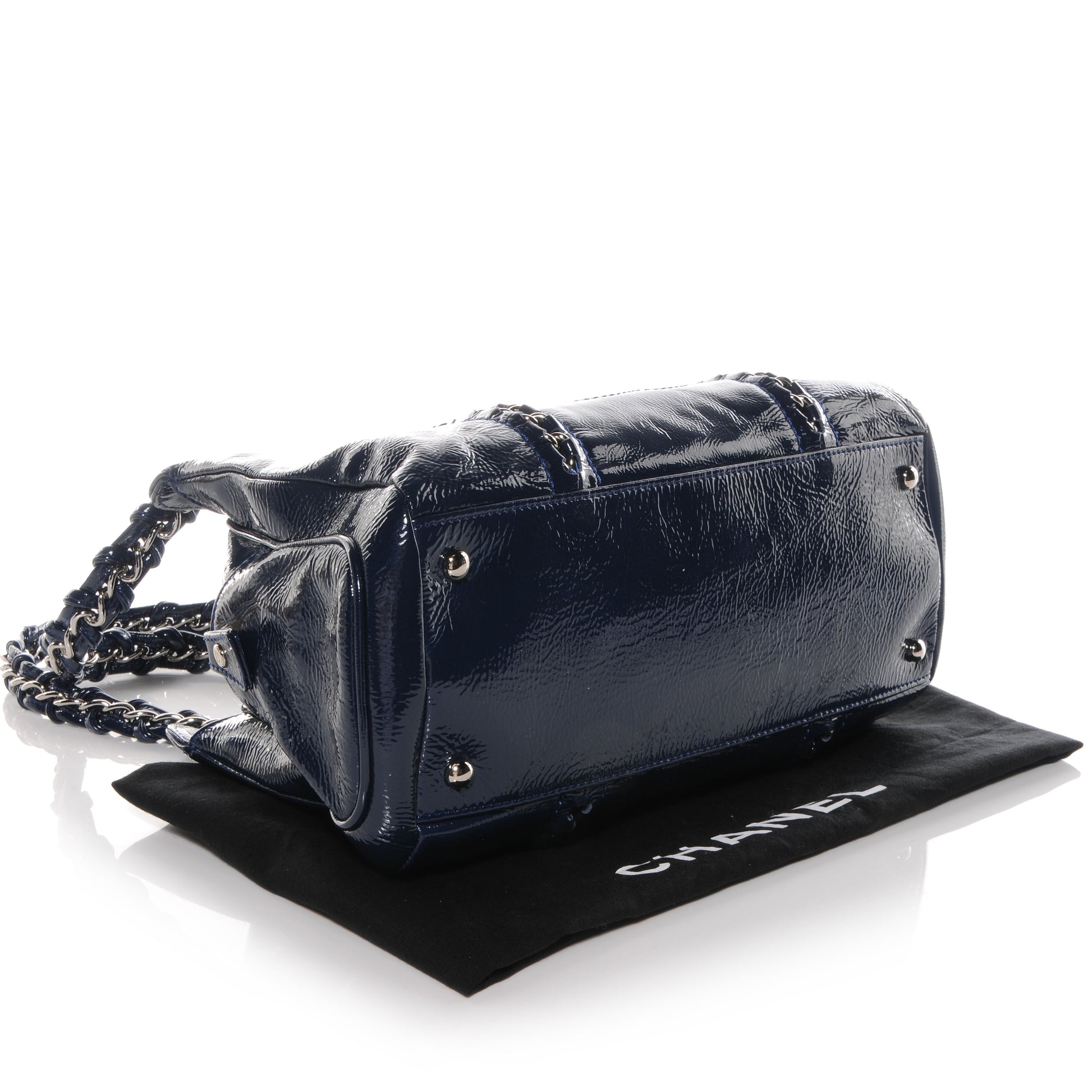 Chanel Patent Luxe Ligne Medium Tote Navy 4 of 7