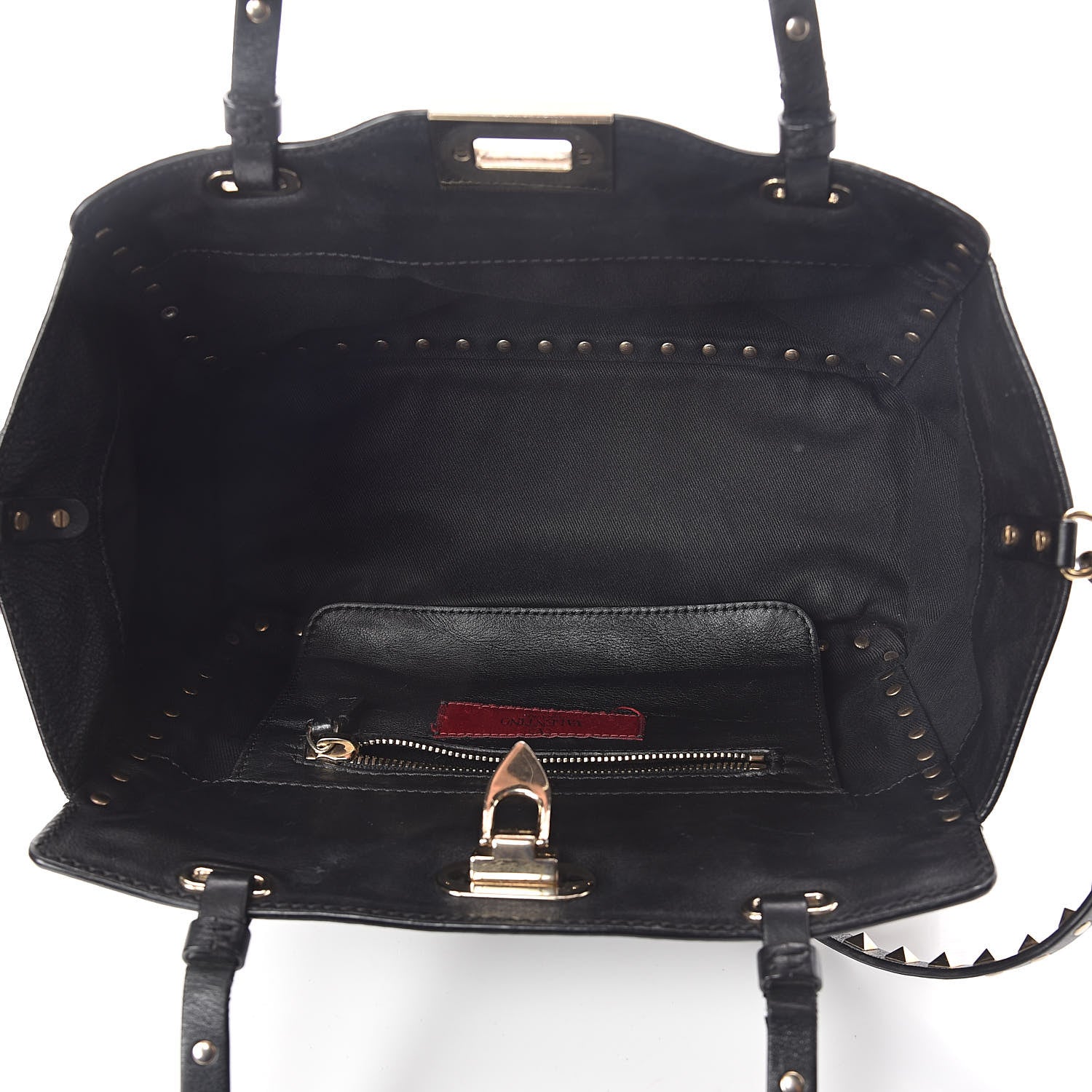 Valentino Garavani Vitello Small Rockstud Tote Black 5 of 14