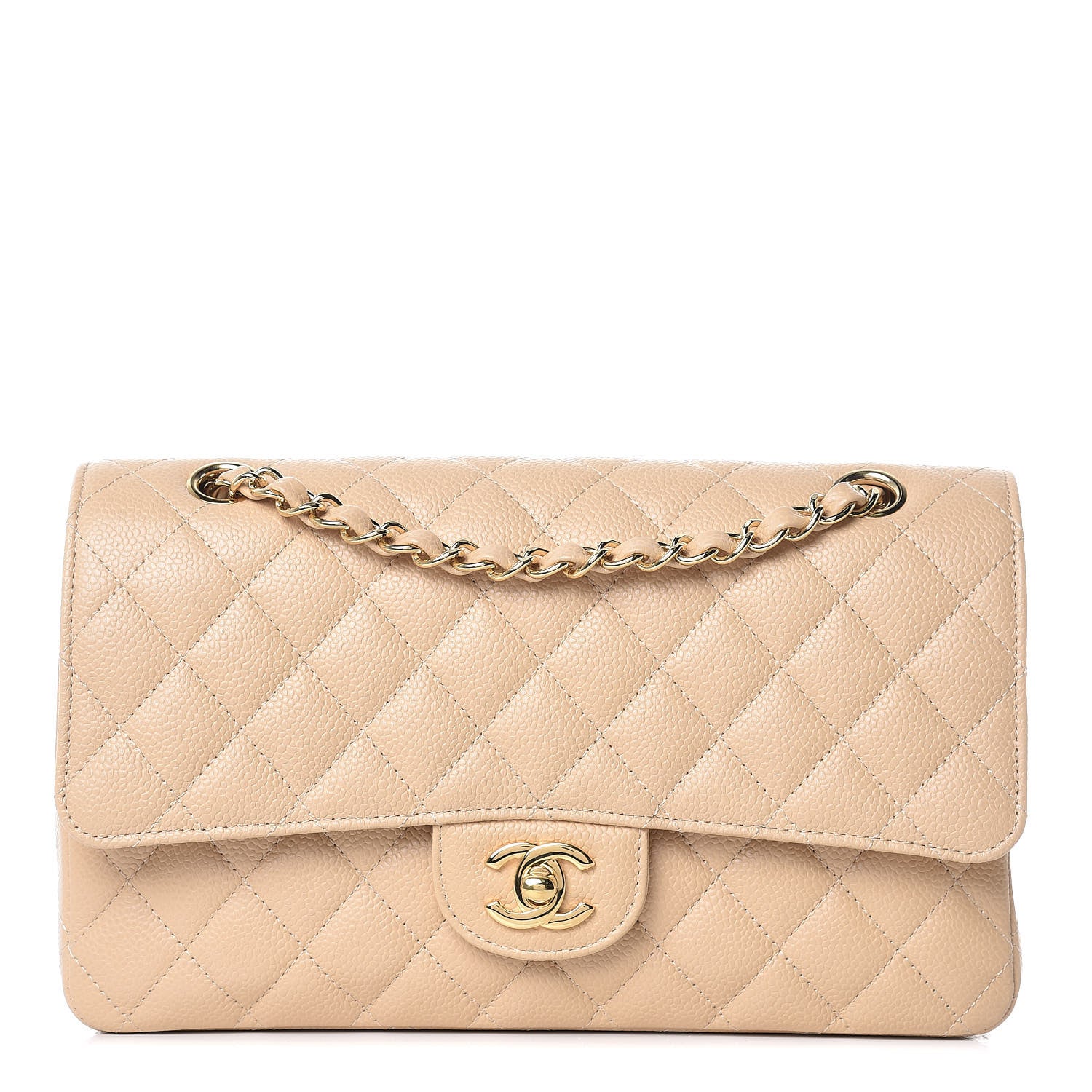 Chanel Caviar Quilted Medium Double Flap Beige Clair 1 of 8