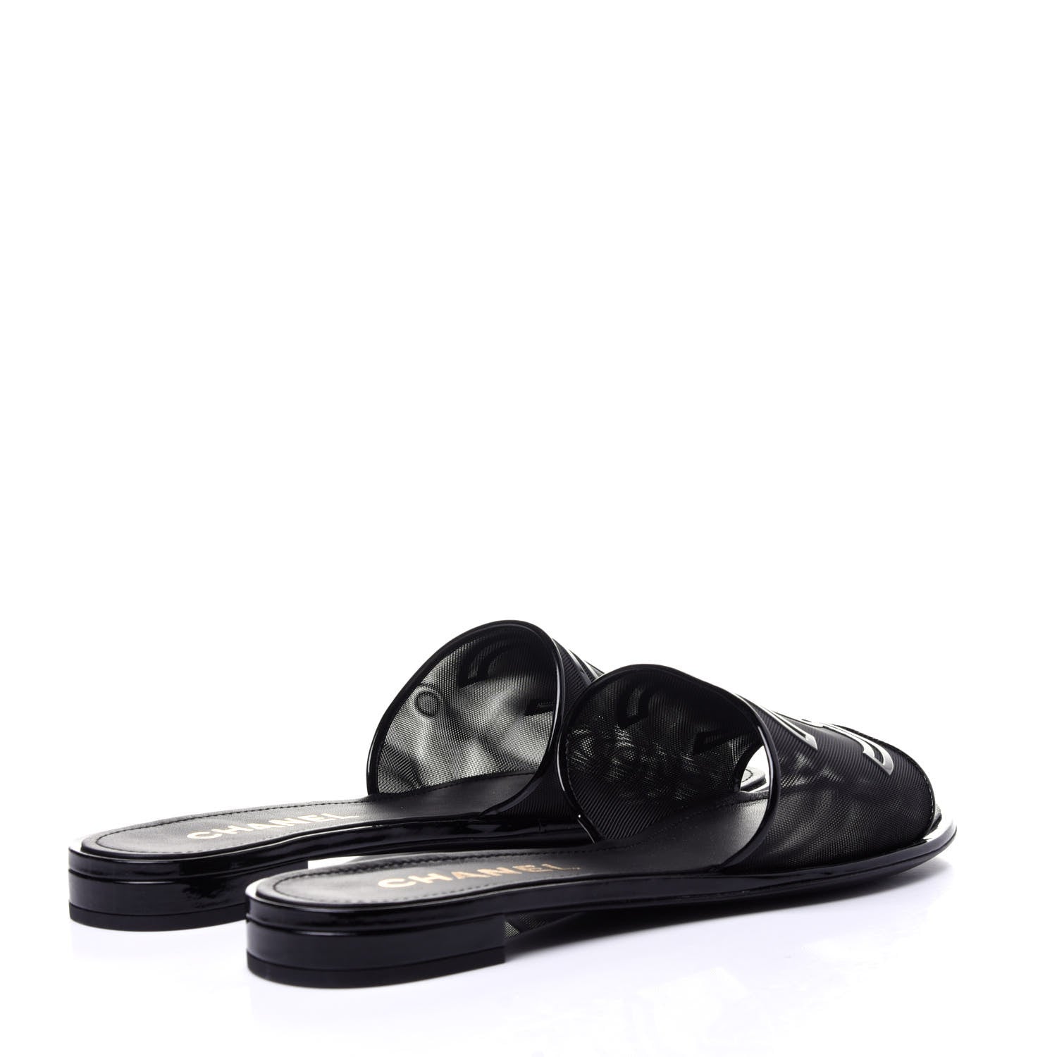 Chanel Mesh Patent Calfskin CC Mules 41 Black 3 of 8
