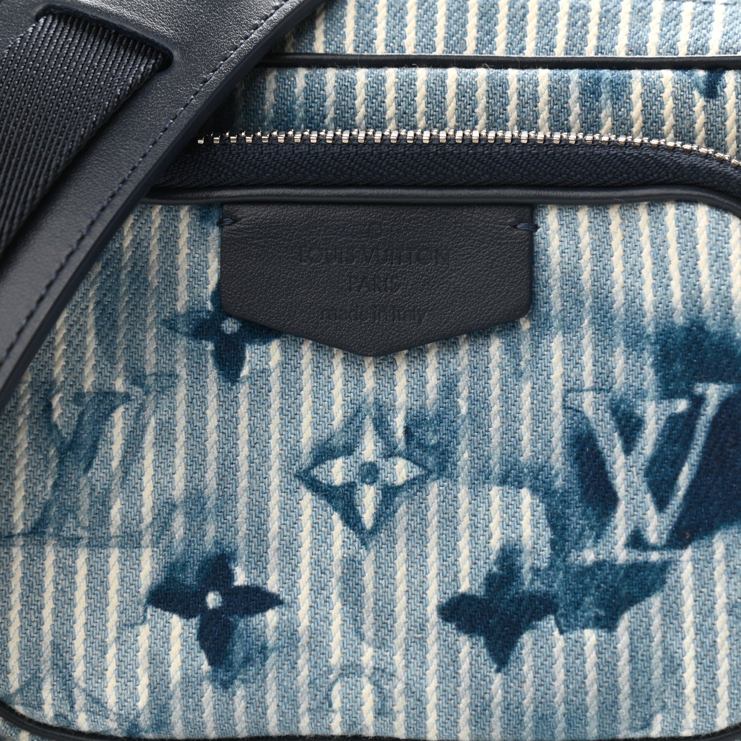 Hickory Stripes Denim Monogram Watercolor Outdoor Pouch Blue