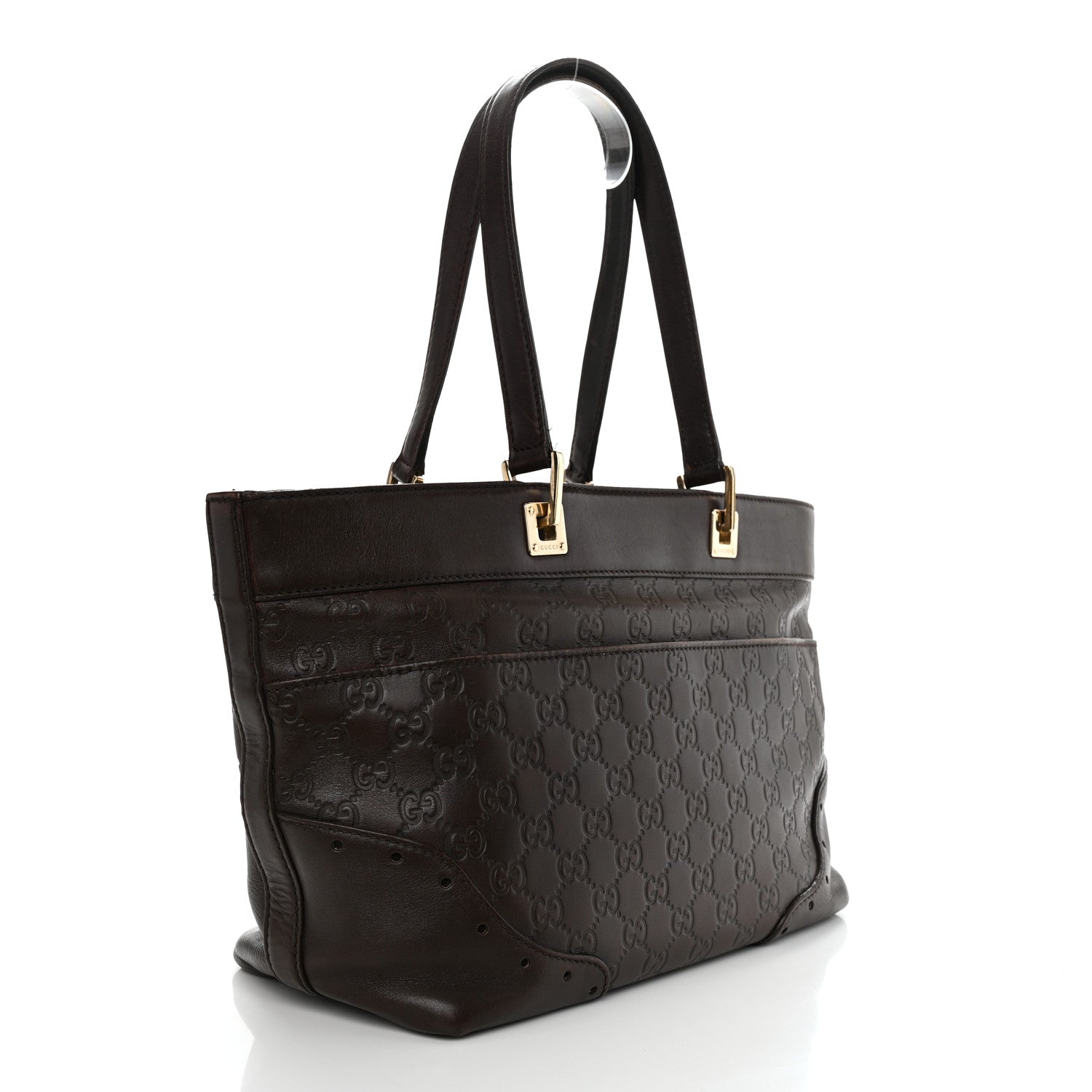 Gucci Guccissima Large Punch Tote Chocolate Brown 2 of 11