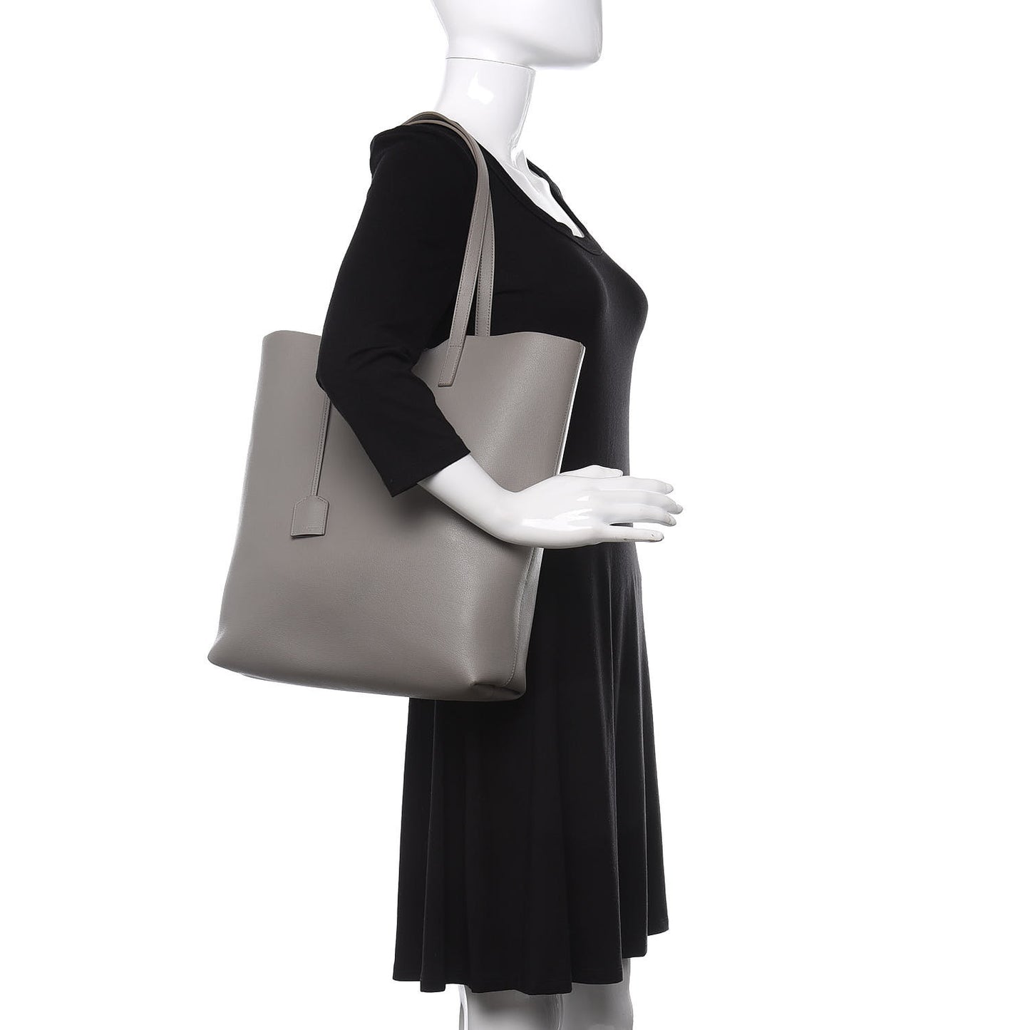 Calfskin Medium Shopping Tote Light Gray