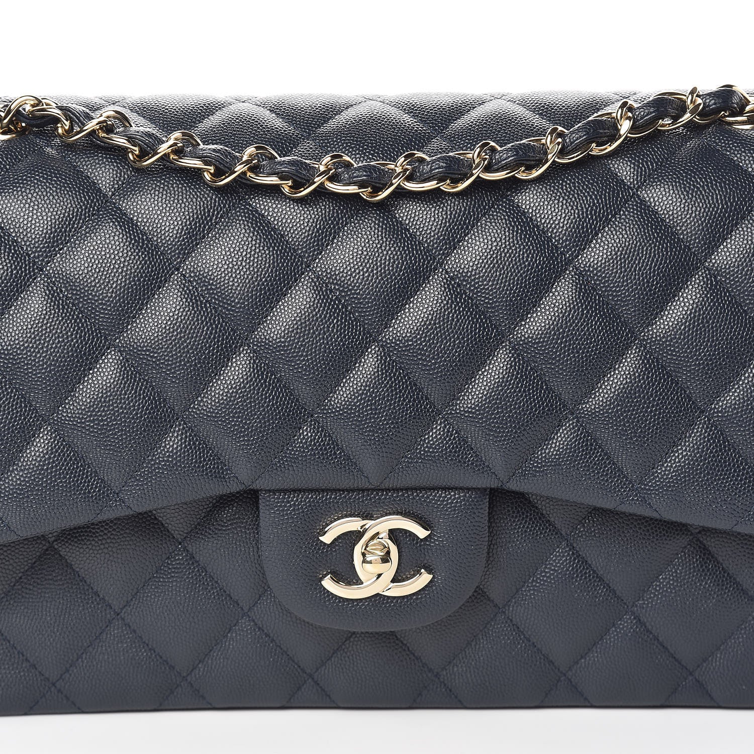 Chanel Caviar Quilted Jumbo Double Flap Navy Blue 10 of 11