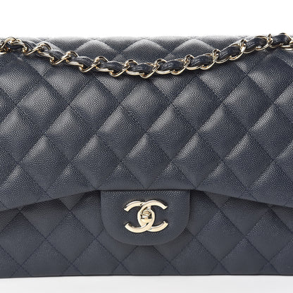 Chanel Caviar Quilted Jumbo Double Flap Navy Blue 10 of 11