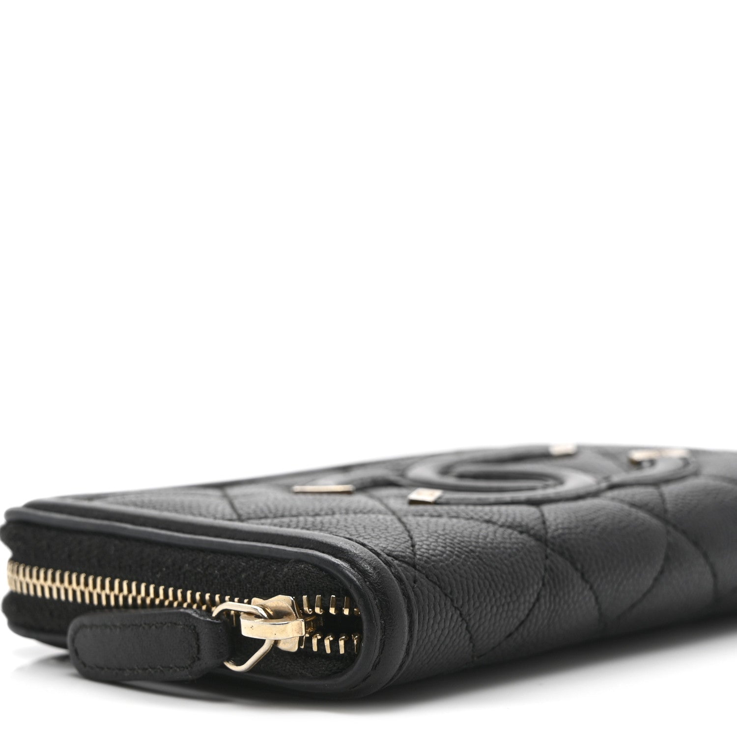 Chanel Caviar Quilted Medium Filigree Zip Around Wallet Black 9 of 10