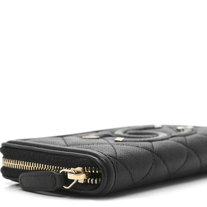 Chanel Caviar Quilted Medium Filigree Zip Around Wallet Black 9 of 10
