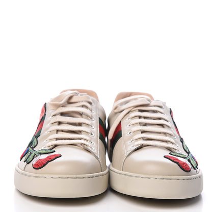 Gucci Calfskin Web Floral Embroidered Mens Ace Sneakers 11 Off White 3 of 8