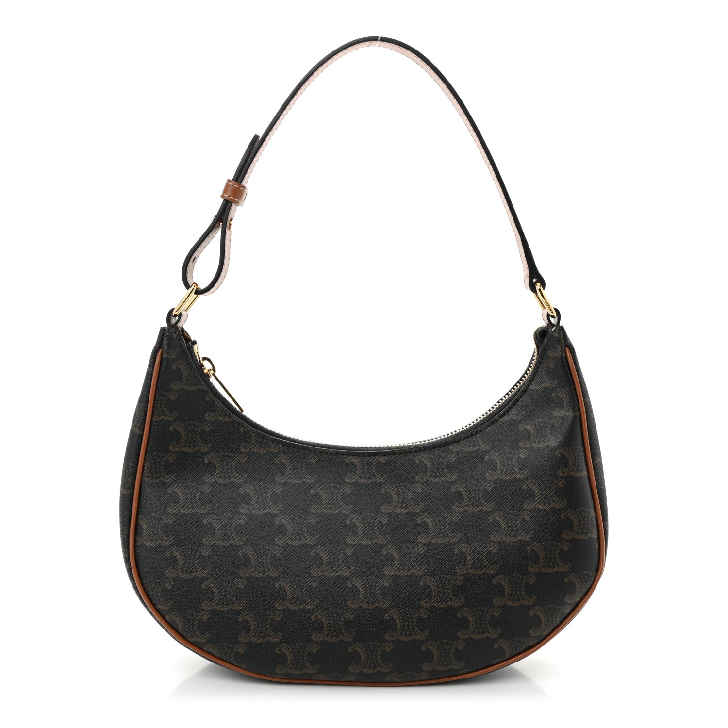 Celine Triomphe Canvas Calfskin Ava Shoulder Bag Tan 1 of 9