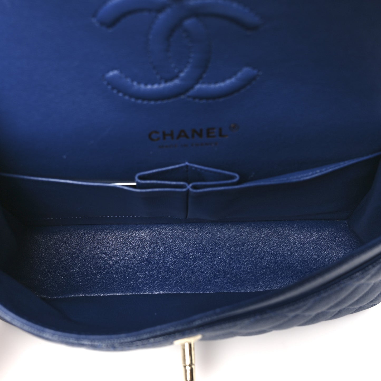 Caviar Quilted Small Double Flap Blue