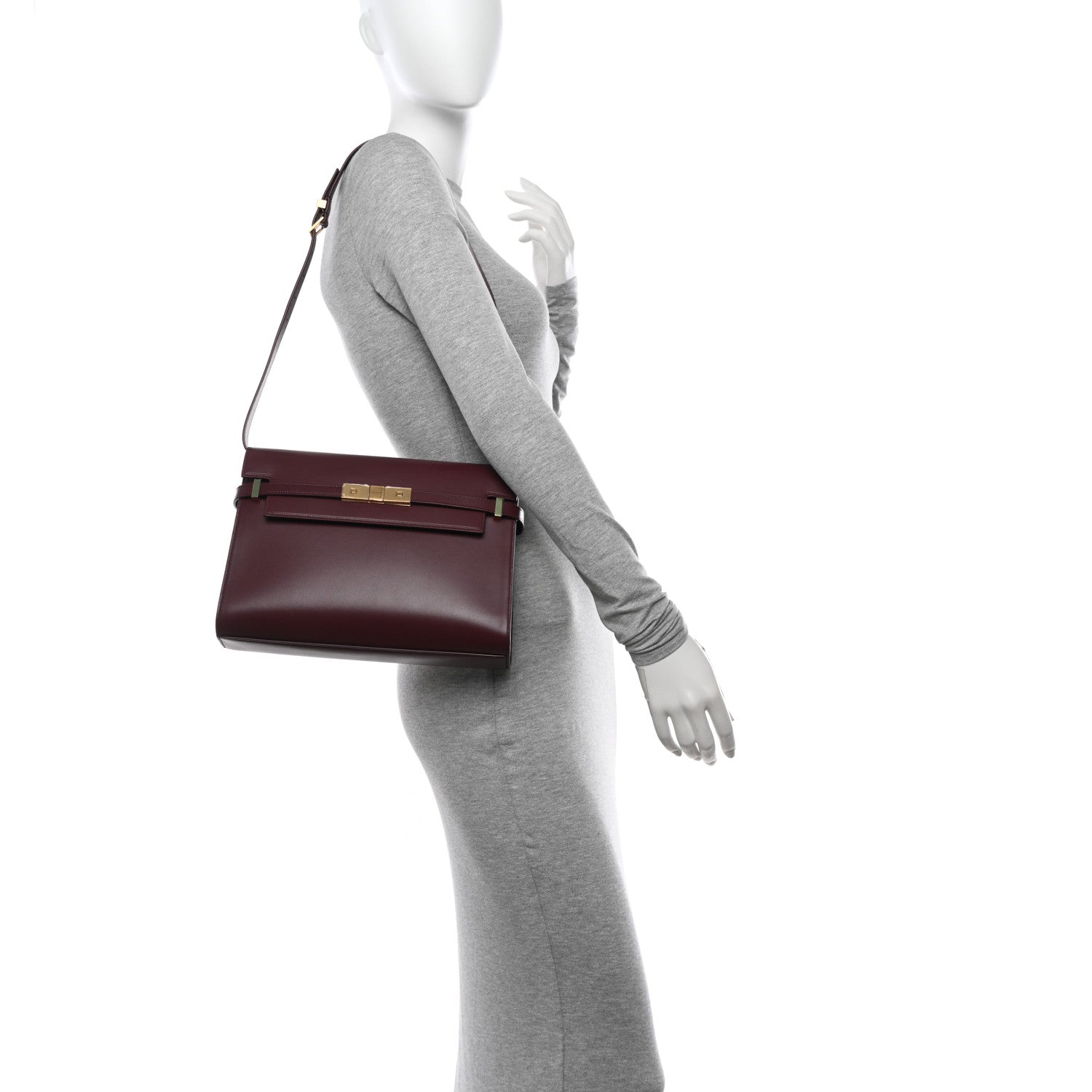 Saint Laurent Smooth Calfskin Manhattan Shoulder Bag Rouge 2 of 11