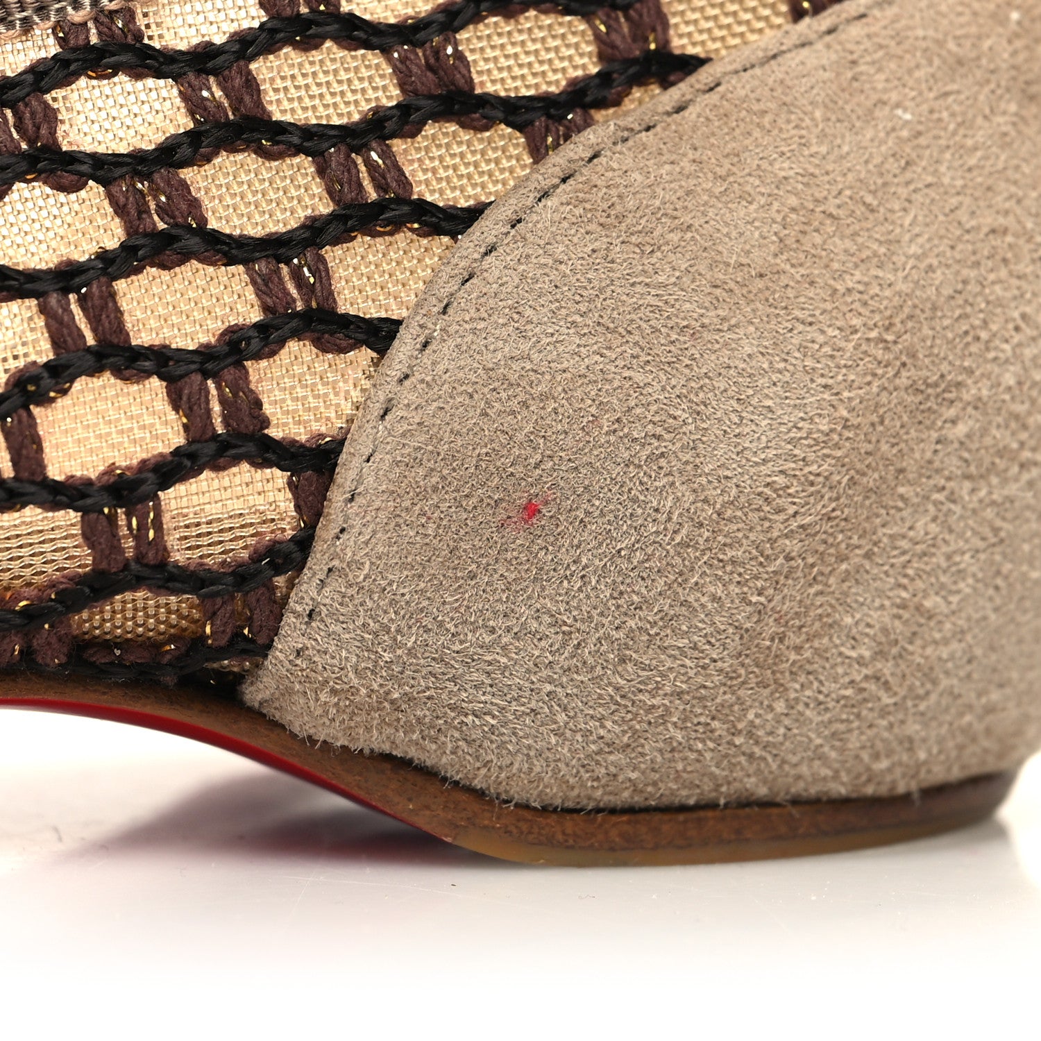 Christian Louboutin Patent Lace Mix Spikes Flats 37 Corde 8 of 8