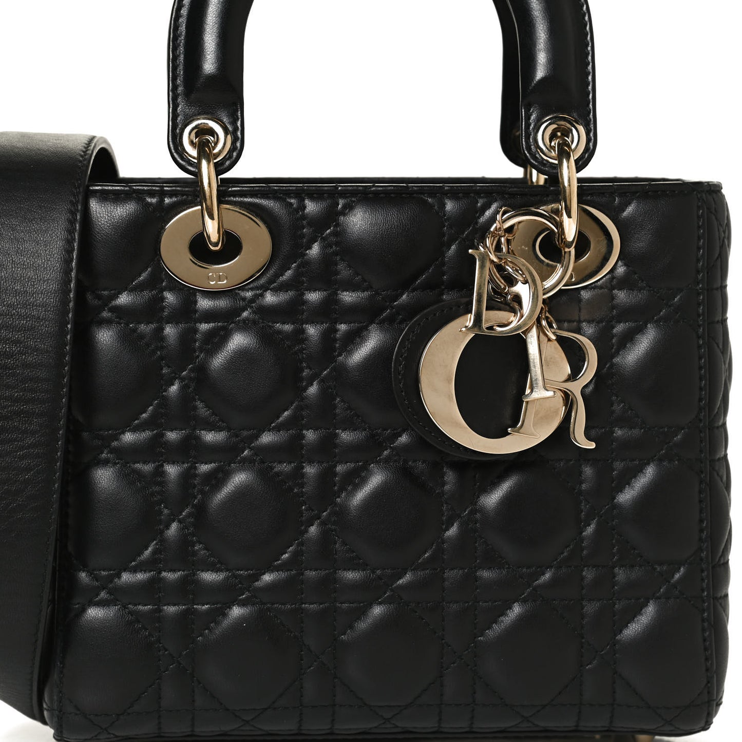 Lambskin Cannage Small Lucky Badges My Lady Dior Black