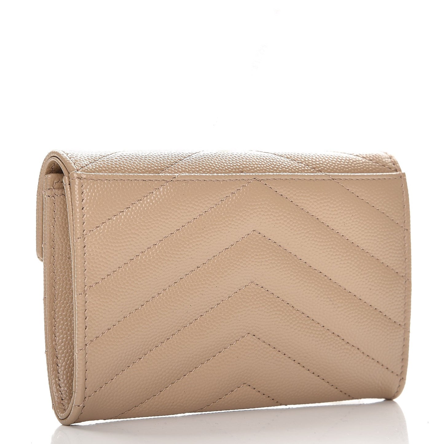 Grain De Poudre Matelasse Chevron Small Monogram Envelope Wallet Dark Beige