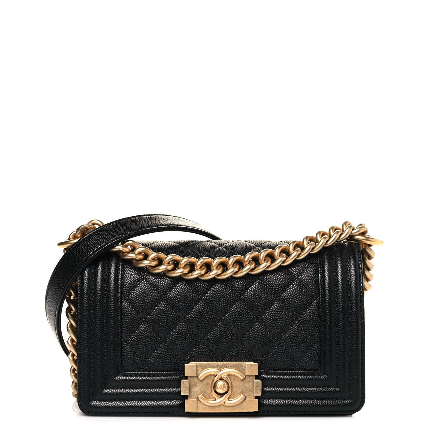 Caviar Quilted Small Boy Flap Black