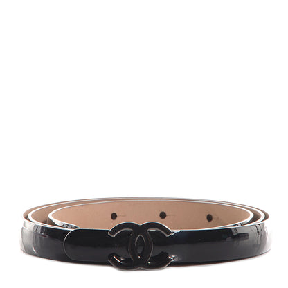 Chanel Patent Leather CC Logo Skinny Belt 90 36 Black 1 of 7