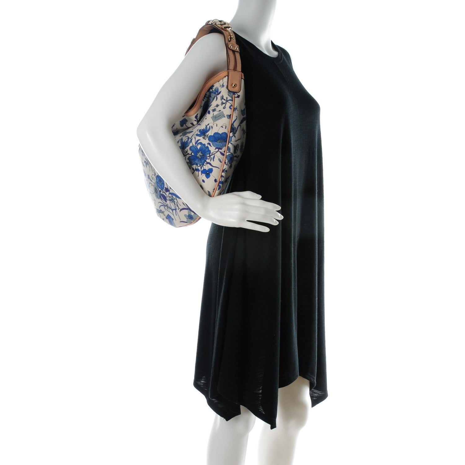 Gucci Canvas Flora Floral Wave Hobo Blue 2 of 8