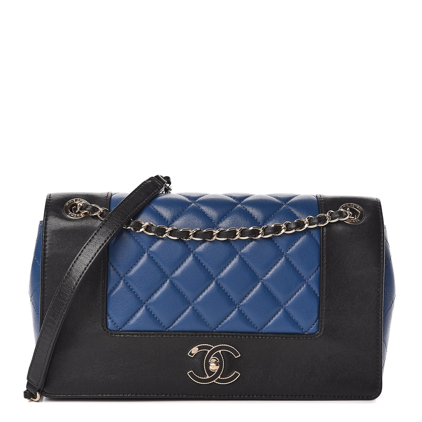Sheepskin Quilted Vintage Mademoiselle Flap Blue Black