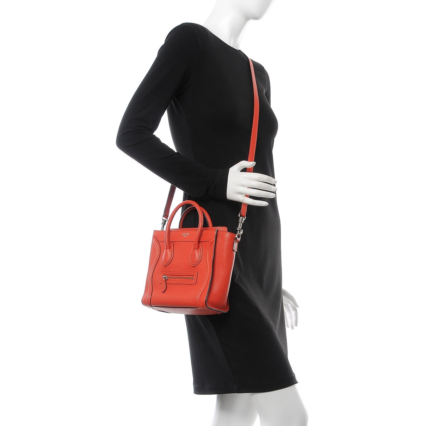 Drummed Calfskin Nano Luggage Vermillion