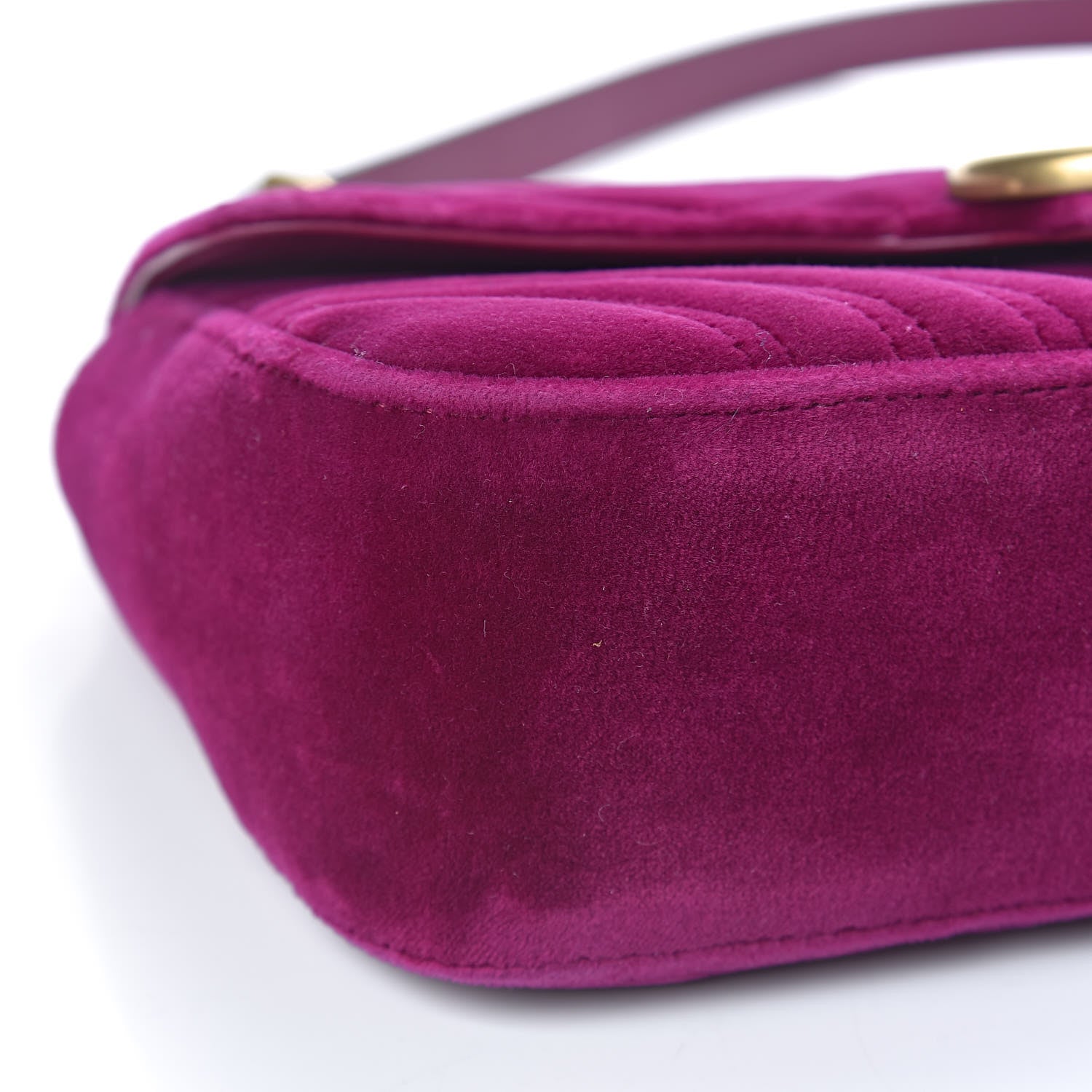 Gucci Velvet Matelasse Small GG Marmont Shoulder Bag Fuchsia Violet Cyclamen 9 of 10