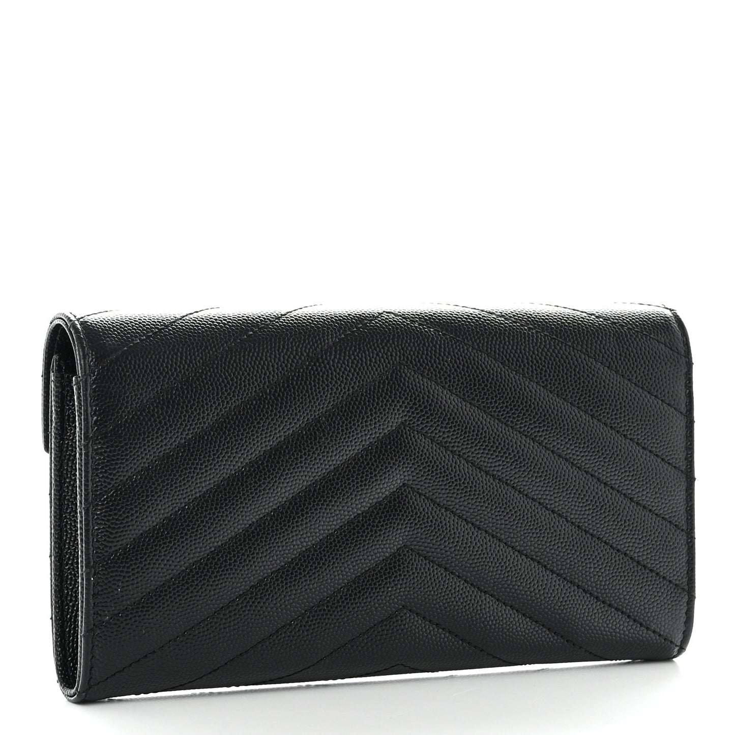 Grain De Poudre Matelasse Chevron Monogram Flap Wallet Black