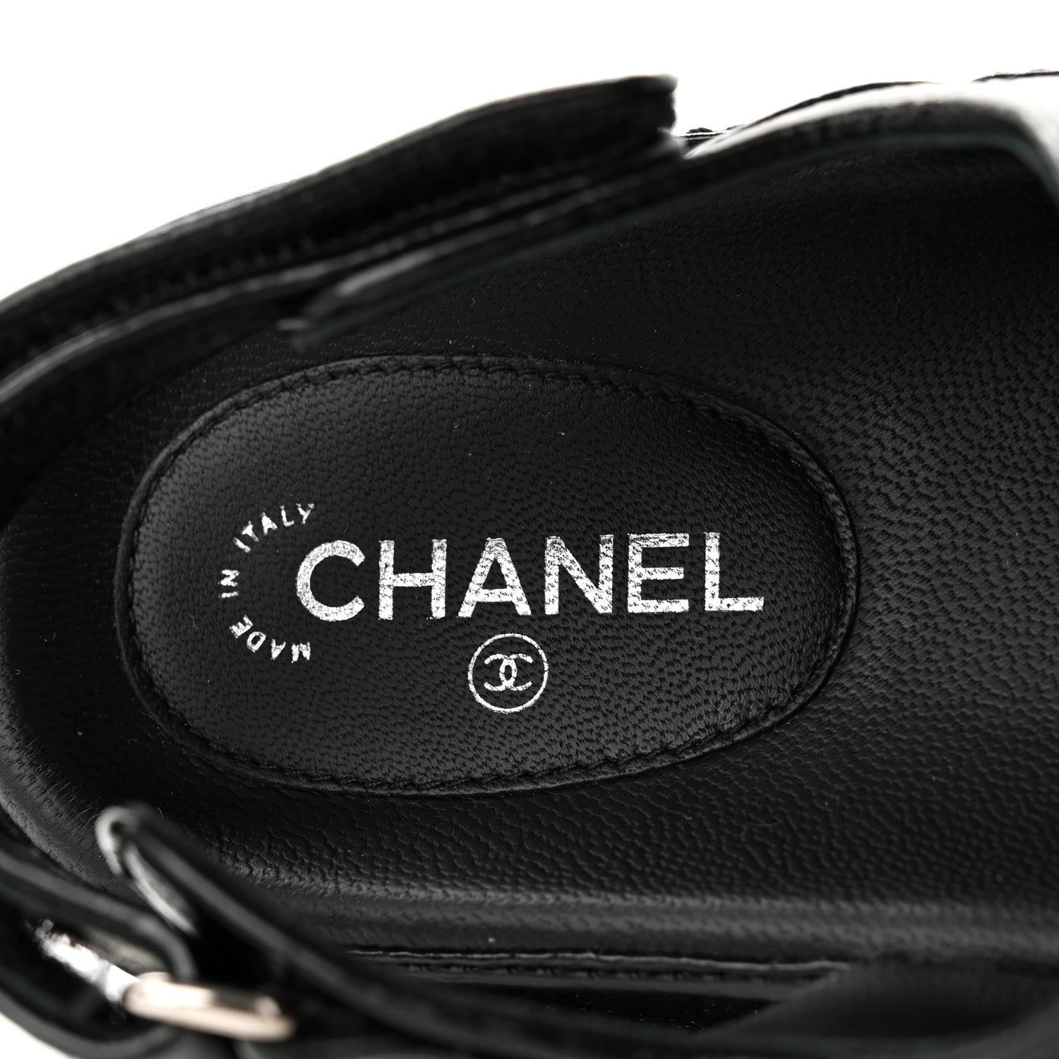 Chanel Patent Calfskin Velcro Dad Sandals 38 Black 7 of 8