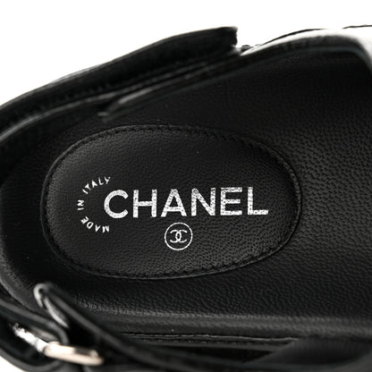Chanel Patent Calfskin Velcro Dad Sandals 38 Black 7 of 8