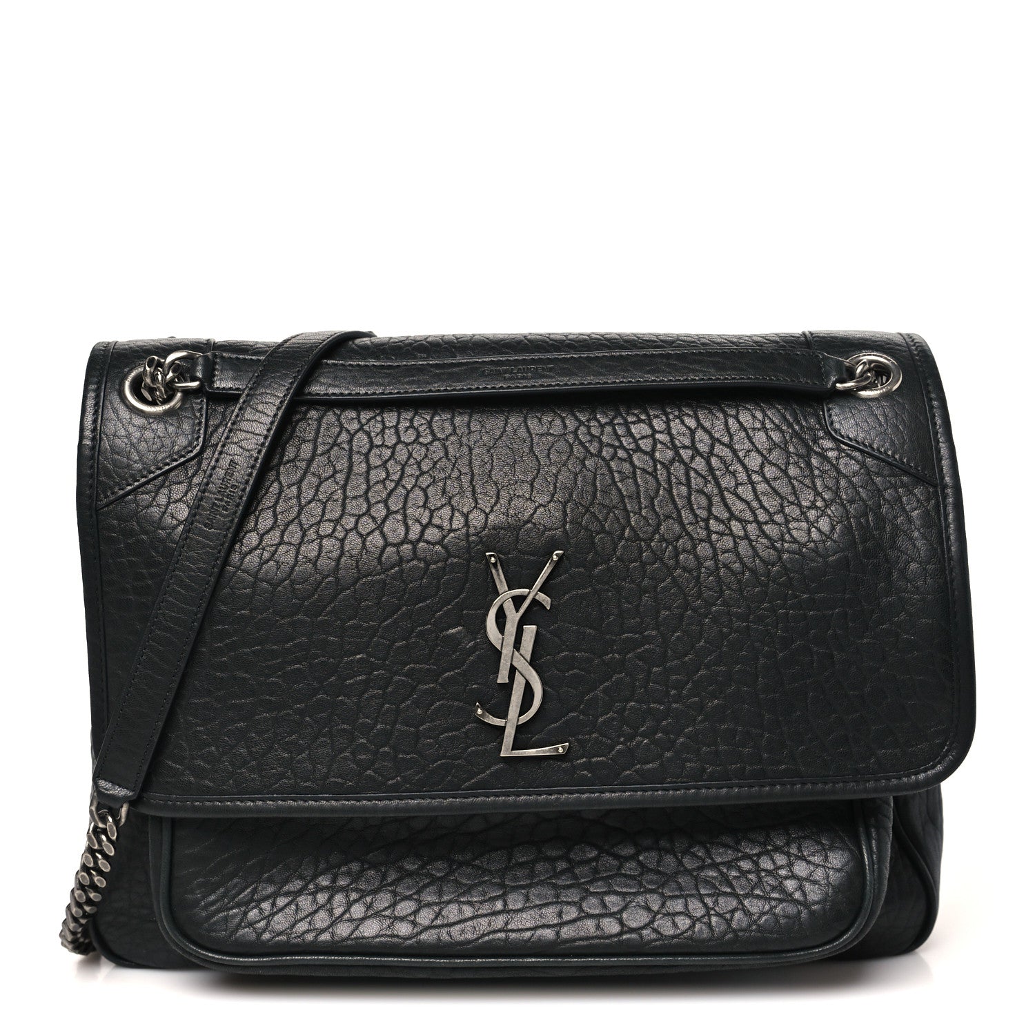 Saint Laurent Grained Lambskin Monogram Large Niki Chain Satchel Black 1 of 9