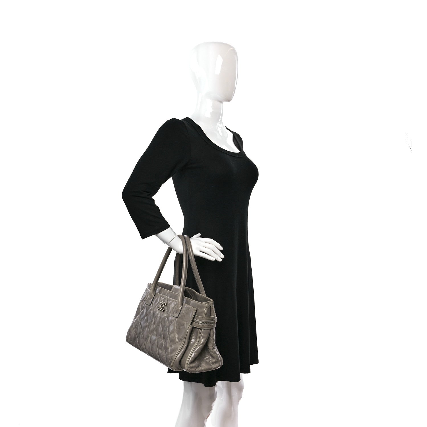 Chanel Glazed Calfskin Small New Portobello Grey 2 of 17