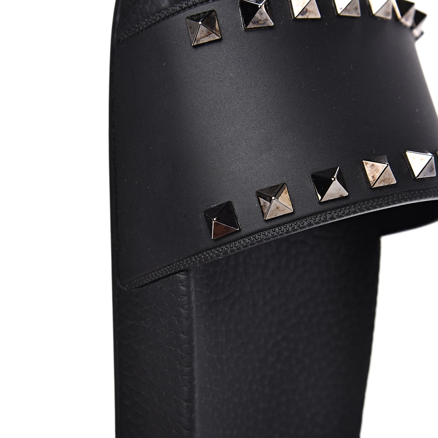 Valentino Garavani Rubber Rockstud Slide Sandals 36 Black 8 of 9