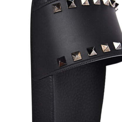 Valentino Garavani Rubber Rockstud Slide Sandals 36 Black 8 of 9