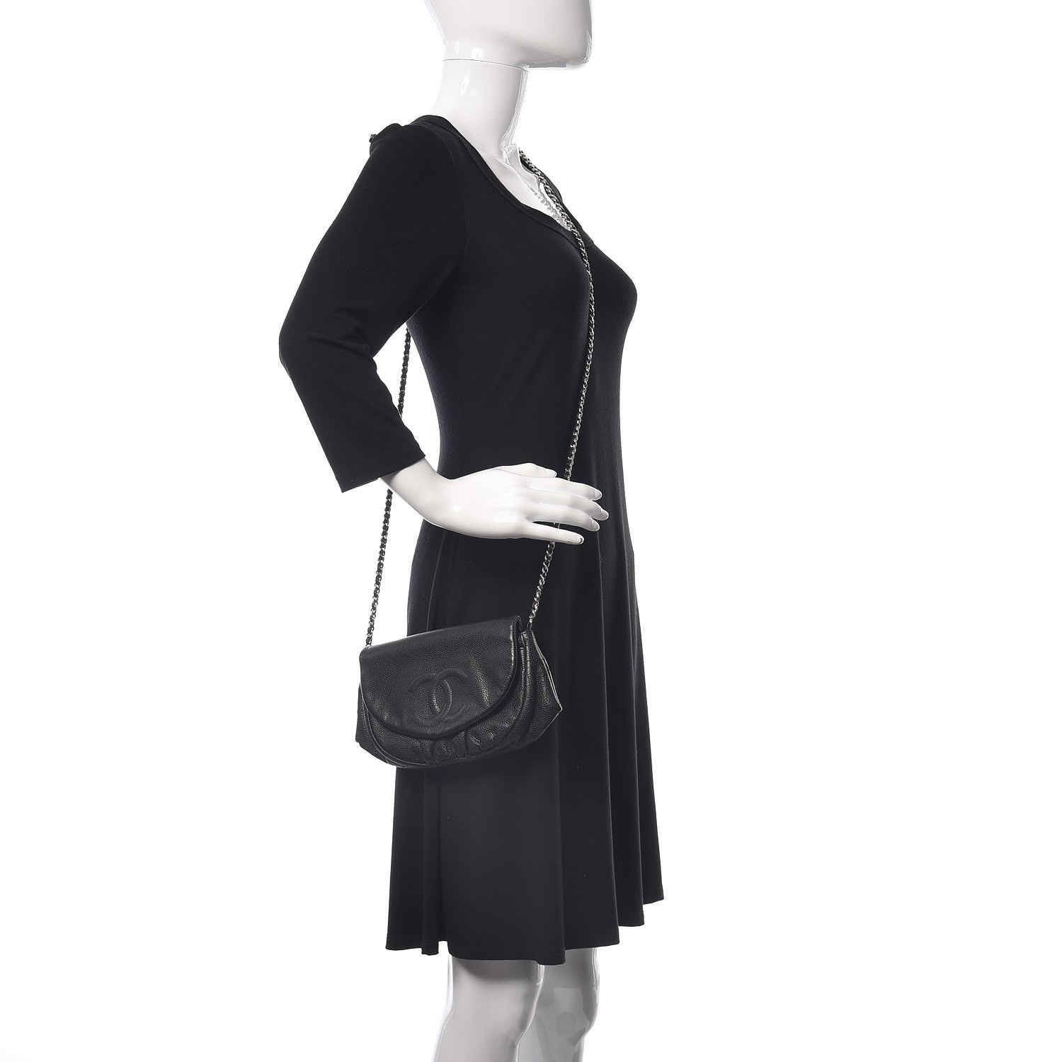 Chanel Caviar Half Moon Wallet On Chain WOC Black 2 of 10