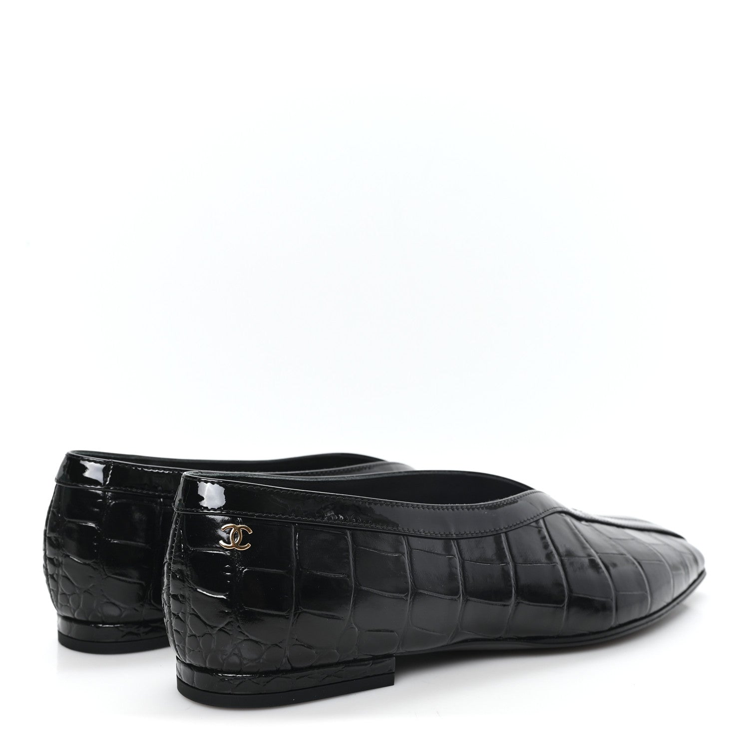 Chanel Crocodile Embossed Patent Calfskin Ballet Flats 36.5 Black 5 of 10