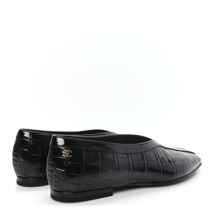 Chanel Crocodile Embossed Patent Calfskin Ballet Flats 36.5 Black 5 of 10