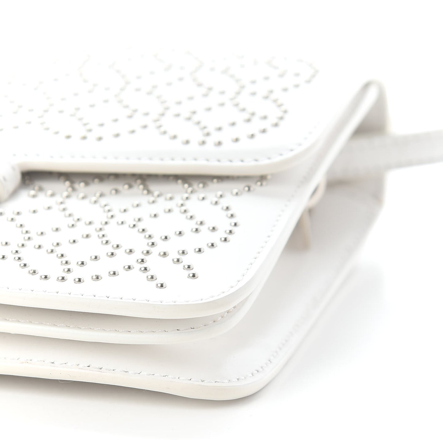 Calfskin Studded Arabesque Azzedine Messenger Flap White