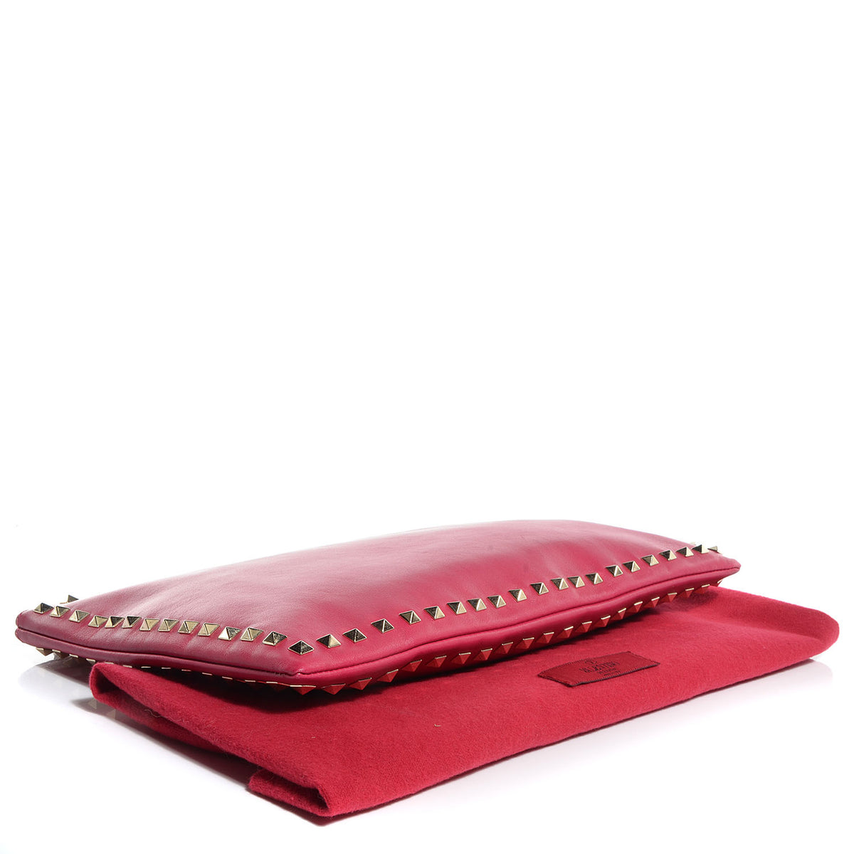 Valentino Garavani Vitello Oversized Rockstud Zip Wristlet Pouch Cyclamin 4 of 9