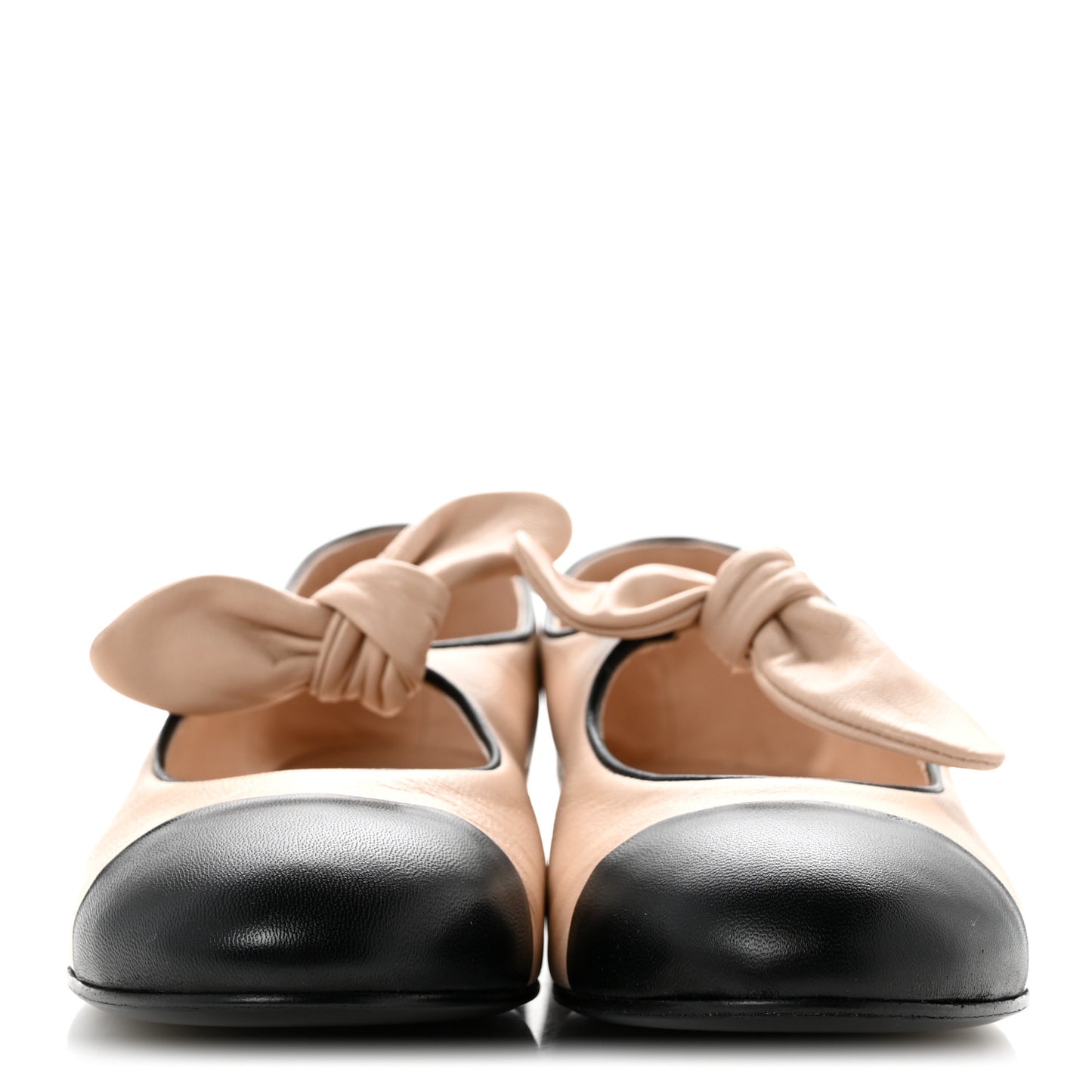Lambskin Bow Mary Jane Flats 40 Beige Black