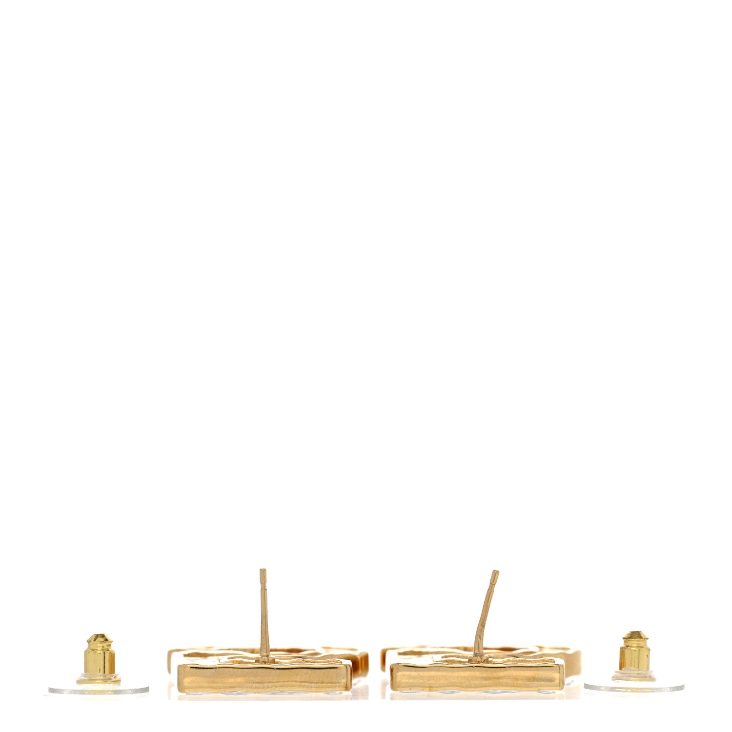 Chanel Metal CC No 5 Earrings Gold Black 3 of 5
