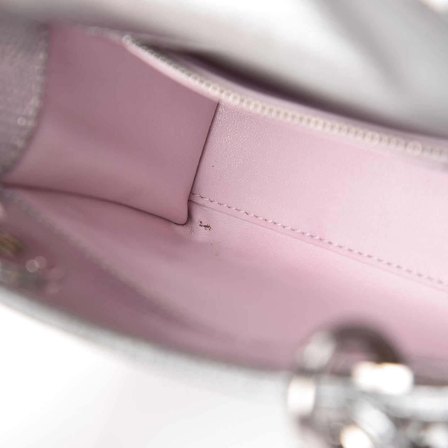Metallic Lizard Mini Lady Dior Silver