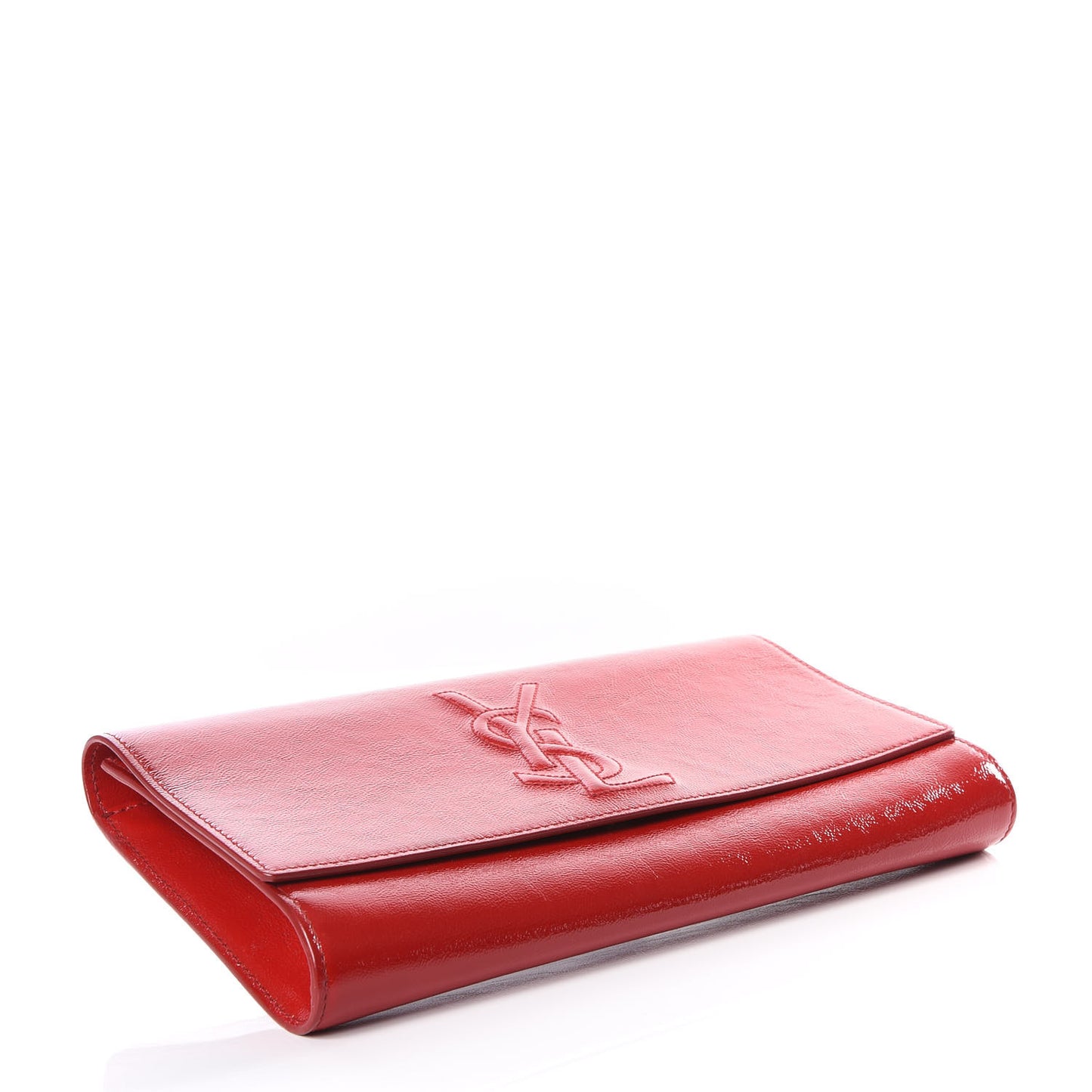Textured Patent Monogram Large Belle De Jour Clutch Red