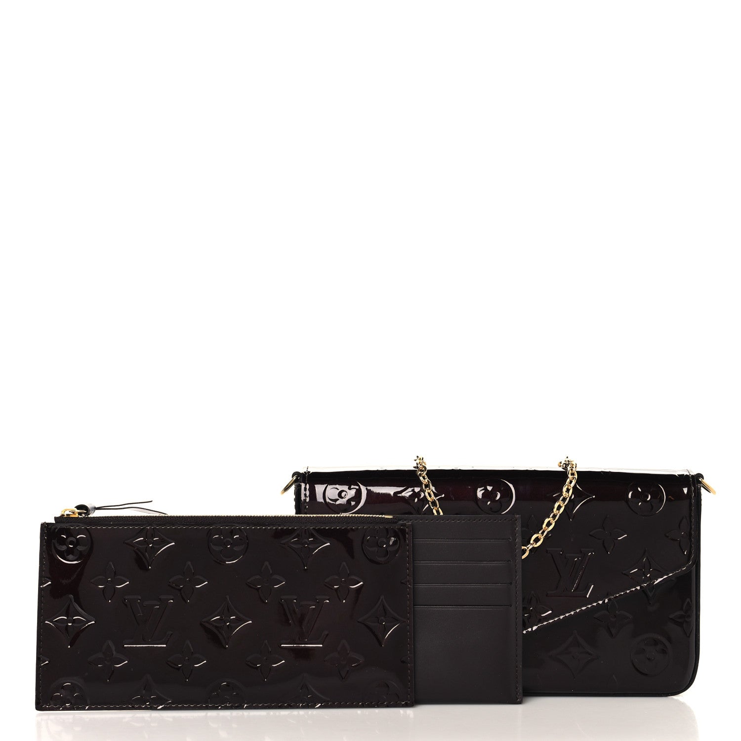 Louis Vuitton Vernis Pochette Felicie Chain Wallet Amarante 3 of 10